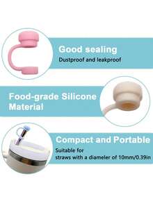 1/2 吸管盖，可重复使用硅胶吸管盖，兼容杯子防漏塞，防溅吸管盖，户外配件，必备品，露营，圣诞节，吸管套，吸管帽，旅行必备品 - 彩色 - 查看 4