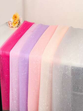 1 件多色闪亮圆点薄纱，预切闪光网眼面料，适合舞台表演、公主礼服、婚礼、派对和装饰