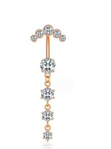 1 pièce Bijou de piercing de nombril/bouton en acier inoxydable avec 4 segments de zirconium et 5 incrustations de diamants, mode classique