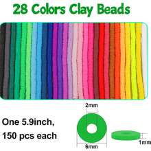 6mm 1/5/10 Strand Flat Round Polymer Clay Beads, Multicolor Loose Spacer Polymer Clay Beads For Jewelry Making, DIY Handmade Bracelet Necklace Jewelry Making Craft Supplies, Soft Clay Material, Art & Craft Beading Supplies
