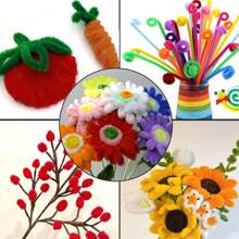 50/100/500 PCS Fluffy Chenille Stems For DIY Crafts 20 Vibrant Colors 12 Inch Fuzzy Pipe Cleaners Dense Twisted Yarn For Creative Art Projects Handmade Toys And Decorations