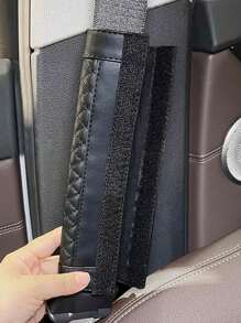2Pcs Seat Belt Pads Faux Leather Seat Belt Covers More Comfort Driving Cushion Helps Protect Neck And Shoulders Suit For Car, Truck, SUV, Airplane