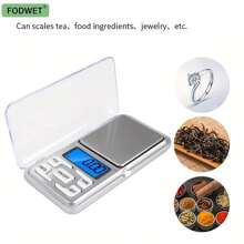 Báscula de bolsillo digital FODWET - Medición precisa 200g/0,01g, 500g/0,1g, pantalla LCD retroiluminada, requiere 2 pilas AAA (no incluidas), ideal para pesar alimentos, joyas y granos, mini báscula de viaje, báscula compacta | Báscula de plástico para volver a la escuela