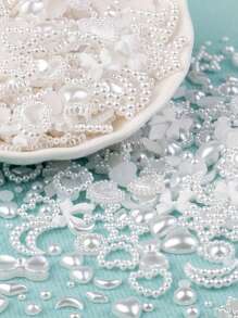 Assorted Mixed 1200 Pieces Mixed Pearl 3D Nail Decorations White Pink Multi-Shape Heart Moon Sun Bowknot Nail Decorations Flat Mixed Heart Star Bowknot Round Pearl Nail Beads For Women Nail Salon Leisure DIY Crafts Jewelry Accessories With Tweezers And Pick Up Pencil Middle Eastern Style Japanese And Korean Style Spring And Summer Supplies