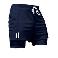 Kit 3 Dry Fit Thermal Training Shorts 2 In 1 With Cell Phone Pocket And Towel Holder Fitness Gym Shorts - 米色 - 查看 2