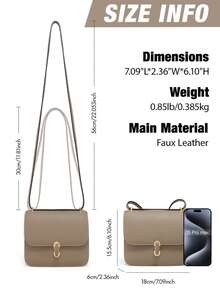 ITAMOOD 安静奢华正品两片牛皮设计师优雅方形包，轻便商务休闲灰色钱包和手提包和托特包，简约复古纯色翻盖单肩包和腋下包，可调节肩带斜挎包和挎包