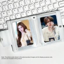 1 Stück süßer Polka Punkt Engel Fotokarten Halter, KPOP Photokarten Ordner mit Herz Ausschnitt Abdeckung, geeignet für 3-3,5 Zoll Fotos, Idol Album Photocard Anzeige und Aufbewahrung, Schulmaterial