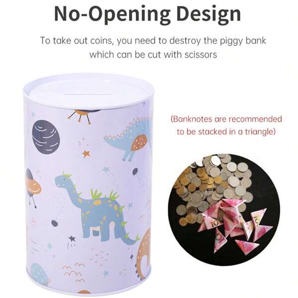 1pc 15cm Dinosaur Design Coin Bank, Sealed Coin Storage Container, Laser Sensor Open Only, Suitable For Saudi Riyal, Omani Rial, Egyptian Pound, Swiss Franc, Not For Withdrawing, Ideal For Saving Dollar, Pound, Yuan, Euro