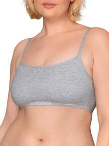 Loom Women's Spaghetti Strap Cotton Sports Bra - All-Day Comfort & Easy Movement - Value Packs Sticky Bras - 黑色/麻灰色/橄欖綠/紫色/淡紫色/黃昏色 - 查看 5
