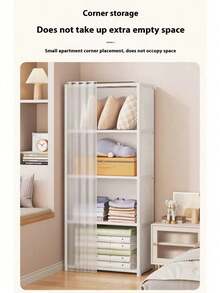 1 pieza Organizador de armario a prueba de polvo y práctico, gabinete de almacenamiento para dormitorio del hogar, gabinete combinado de fácil montaje, estante de almacenamiento para casa de alquiler - Multicolor - Ver 4