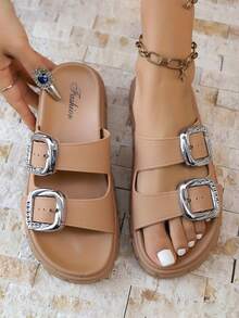 FZY 2025 Autumn New Women's Sandals, Casual And Fashionable Adjustable Strap Women's Flat Sandals, High-End Women's Outdoor Work Casual And Lightweight Sports Sandals, EVA One-Piece Thick-Soled Non-Slip Women's Slippers, A Must-Have For Girls At Home, A Must-Have Fashionable Slippers For Female College Students During The Back-To-School Season,Half-Heeled Beach Sandals, With Various Styles And Fashionable Designs, Suitable For Pairing With Home Colors Shoes, And Essential Halloween Orange Shoes,EdgyElongate Shoe - 橘色 - 查看 1