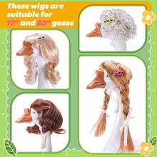 4 Pcs Porch Goose Wigs Short Curly Wigs with Hair Clips Cute Garden Goose Wig Set - Naranja - Ver 6