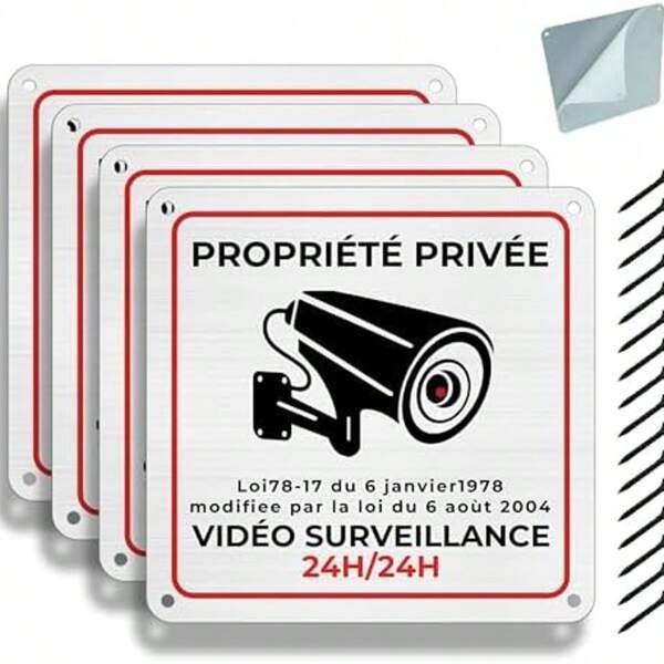 1pc CCTV Camera Warning Sign, 15 X 15cm Aluminum Alloy Waterproof, With Sticker And Pre-Drilled Holes (4pcs)