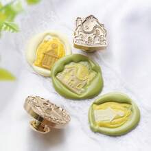 1 Pc Fairy Tale Series Wax Seal Stamp Head, Detachable Solid Brass, Intricate Fairy TalesDesigns (Castle/Rabbit/Bear/Hot Air Balloon/Candy House), Wax Sealed Stamp Head, Fire Paint Seal Head, DIY Craft, Gift Packaging, Envelope Sealing, Party Invitation Letter,Back To School,School Supplies