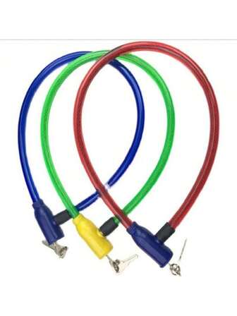 1入隨機顏色自行車鋼絲/電纜鎖,一把鑰匙防盜鎖,適合山地車