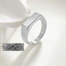 1 Pc Elegant Stainless Steel Custom Eyes Pictures Engraving Finger Print Rectangle Signet Ring, For Daily Wear , Dog Nose Print Ring , Personalized Eyes Photo Engraved Statement Ring ,Actual Fingerprint Ring, Teacher Christmas Valentines Day Anniversary Gifts