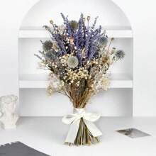 Ramo de flores secas de lavanda y flor del bebé en estilo rústico con limonium - Arreglo floral natural mixto, adecuado para decoración del hogar, regalo del Día de la Madre y primavera, decoración estética de la habitación, materiales (), decoración de otoño