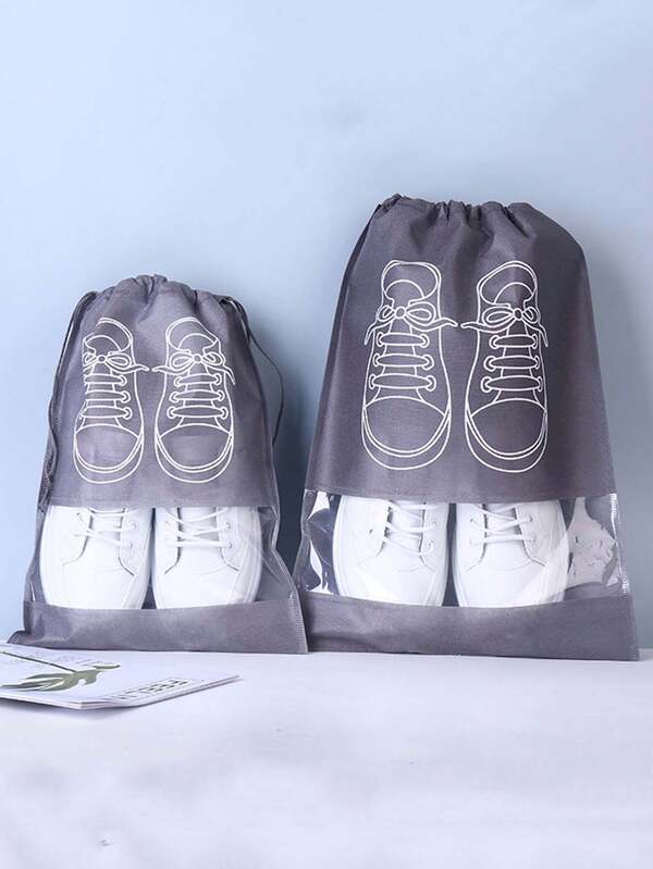 Drawstring Shoe Storage Bag, Dust-Proof Moisture-Proof Organizer Bag For Student Dormitory, Travel, Zipper Pouch
