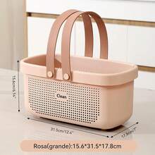 Cesta De Almacenamiento De Ducha Portátil De Plástico,Cesta De Almacenamiento De Plástico Con Asa,Adecuada Para Baño,Cocina,Dormitorio,Gimnasio - Rosa 31,5x17,8x15,6cm - Ver 4