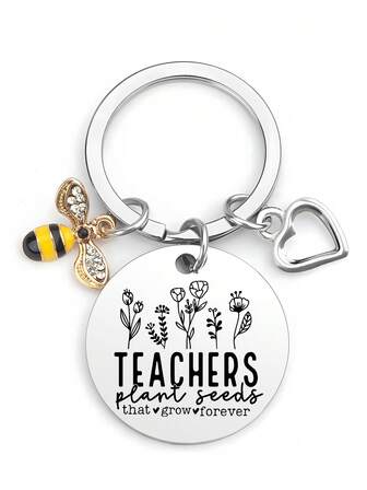 1pc Floral Gardening Pattern Keychain, Suitable As Teachers' Day Or Graduation Gift For Teachers