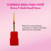 Arte Seducao Broca Tungstênio Dourada F-Gold Small Cone Unha Gel Fibra Manicure Nail Designer