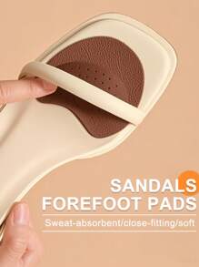 QKC 2 Pcs Of Beige Cowhide Front Foot Pads, Suitable For Sandals And High Heels - Non Slip, Self-Adhesive Insoles, Enhance Grip, Comfortable For Daily Wear