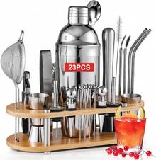 Cocktail Bar Set Kit 23 Piezas Utensilios de Bar, Coctelera 750ML Barra de Coctelería de Acero Inoxidable Juego de Cóctel con Soporte Conjuntos para el Bar, Coctelera de Cóctel Hogar Mezclar Bebidas - 1 - Ver 7