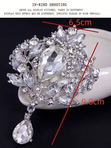 1 件装大号水晶复古吊坠胸针，适合女士或婚礼花束装饰珠宝配饰 - 銀色 - 查看 2