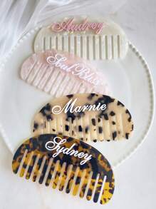 1pc Personalized Women's Elegant Hair Fork - Retro Acetate Design With Faux Pearl Textured Leopard Pattern Name Customization - Unique Hair Accessory Suitable For Women's Hairstyles, Wide Tooth Comb Hair Clip, Perfect Birthday/Bridesmaid/Bride/Mother Gift,Multi-Functional,Ornamental,Letter,Solid Color,Exquisite,Stylish,Vintage,Modern,Colorful,Leisure,Basics,Casual,Soft,Unique,Customized,Personalized,Custom,Ideal Gifts For Her,Girlfriend,Her,Boyfriend,Friends