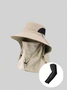 1 Piece Unisex Solid Color Sun Protection Neck Cover Outdoor Wide Brim Bucket Hat For Hiking, Fishing, Vacation, Suitable For Daily Outdoor Activities