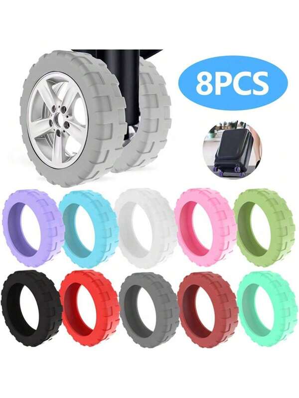 8PCS Luggage Wheels Protector Cover Silicone Trolley Case Silent Caster Sleeve Silicone Wheels Cover Luggage Suitcase Universal Reduce Noise Trolley Case Wheel Sleeve For Suitcase Travel Accessories Wheels Guard Cove Travel Essentials Vacation Summer Holiday Back To School Bag For School School Accessories School Stuff