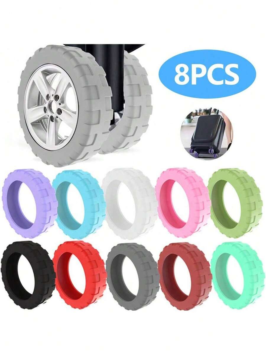 8PCS Luggage Wheels Protector Cover Silicone Trolley Case Silent Caster Sleeve Silicone Wheels Cover Luggage Suitcase Universal Reduce Noise Trolley Case Wheel Sleeve For Suitcase Travel Accessories Wheels Guard Cove Travel Essentials Vacation Summer Holiday Back To School Bag For School School Accessories School Stuff - Multicolor - View 1