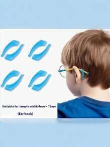 4pcs/1set Kids Eyeglasses Anti-Fall Silicone Leg Sleeves, Non-Slip & Anti-Slide Earloop Design, Suitable For Sports, Blue & Pink Available, Soft & Comfortable Eyeglasses Accessories