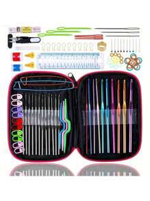 100 Peças Conjunto de Ganchos de Crochê de Metal, Conjunto de Agulhas de Crochê de Liga de Alumínio Colorida, Ferramentas de Tricô DIY Artesanais Multicoloridas de Tamanhos Variados, Acessórios de Cores Aleatórias