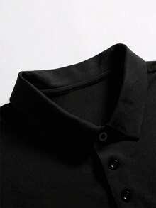 Áo Polo ngắn tay màu trơn, phong cách công sở mùa hè GRDR dành cho nam, kiểu dáng unisex. - màu đen - Xem 7