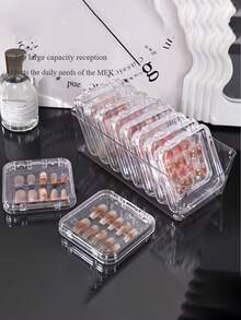 30/10/1pc,便携式美甲沙龙流行可穿戴美甲甲板布置展示盒,三折三层美甲透明防尘收纳盒,适用于指甲、耳环、戒指、各种小饰品收纳,带胶带,美甲收纳盒,折叠首饰收纳盒,可穿戴美甲透明收纳盒,可穿戴美甲三折便携式收纳盒,可收纳指甲,美甲收纳的最佳礼物