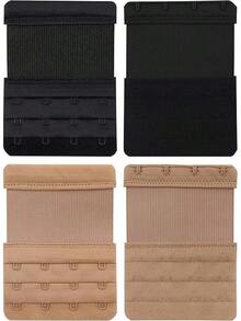 4 Hook Bra Extenders, Soft Stretchy Comfortable Strap Extender - 膚色/黑色-6 件裝 - 查看 8
