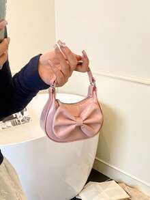 New Bowknot Mini Semi-Circle Handbag, Fashion Crossbody Bag, Bowknot Super Small Lipstick Pouch, Bowknot Coin Purse - A - View 9