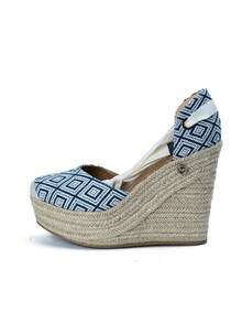 Women Platforms & Wedge Sandals - Blue and White - View 2