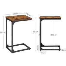 VASAGLE Mesa Auxiliar, Mesa de Sofá en Forma de C, Bandeja de TV, Marco de Metal, Salón, Dormitorio, Marrón Rústico y Negro MLET350B01 - Amarillo Almendra + Blanco Nube - Ver 9