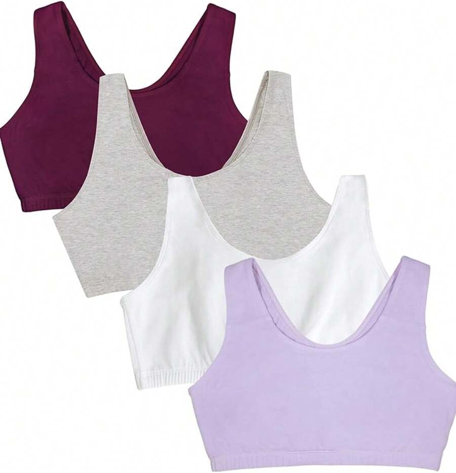 Women's Built Tank Style Sports Bra Value Pack Push Up Bras - Purple/White/Lilac/Grey - View 1