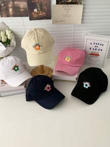 1pc New Arrival Contrasting Color Wide Brim Small Face Baseball Cap, Student Letter American Style Baseball Hat,