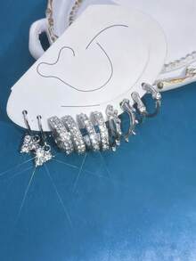 Bộ 5 đôi hoa tai vàng đính đá sáng bóng thời trang, hoa tai đinh tán tối giản phù hợp cho trang phục hàng ngày, tiệc tùng và dạ tiệc của phụ nữ - Món quà hoàn hảo cho bạn gái, gia đình - bộ bông tai - Xem 3