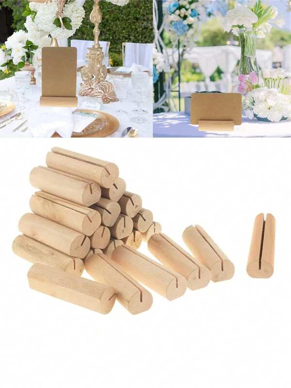 5/10/20pcs Natural Wooden Place Card Clip Photo Display Stand Clip Holders For Wedding Party Table Number Name Sign Summer Birthday Gifts Beach Back To School School Supplies Room Decor