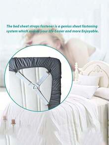 1/2/4pcs/Set Adjustable Elastic Bed Sheet Straps Fasteners Set - Knitted Sheet Holders For Secure Bedding - Hand Wash Only Non-Slip Grippers For Mattress, Sofa, And Tablecloth - Universal Fit Sheet Clips, Triangle Bed Sheet Holders, Sheets Fasteners Clips, Adjustable Sheet Suspenders, Mattress Gripper Clips, For Bed Mattress Cover - Multicolor - View 5