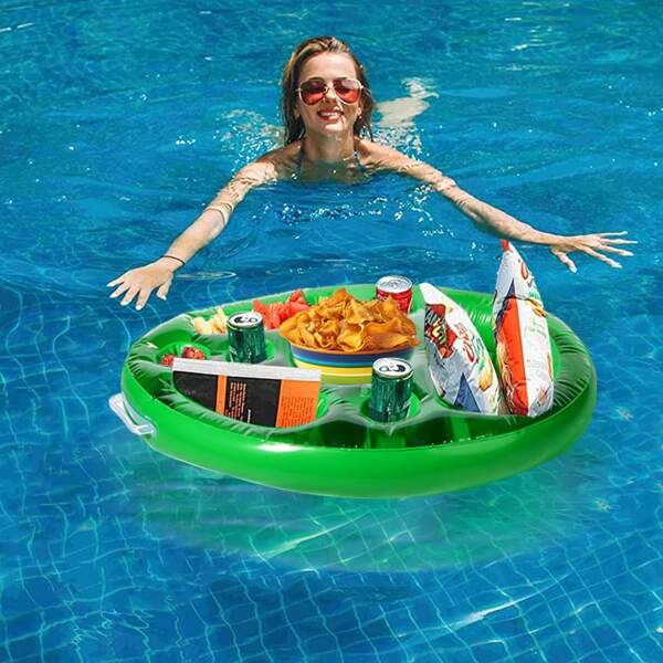 PVC Colorful Beverage Holder, Inflatable Floating Drink Cup Coaster For Pool Party, Swimming Pool Bar Tray