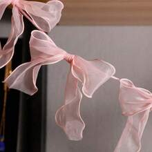 1 Pieza Conjunto de lazos de cinta de organza, lazos decorativos para manualidades para fiesta, envolver regalos, decoración de boda, accesorios DIY, decoraciones de cumpleaños, decoraciones de fiesta, telón de fondo, adecuado para la mayoría de las festividades (12 LAZOS) - Rosa - Ver 5
