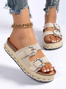 Dép đế xuồng Bohemian thường ngày cho nữ, mềm mại và thoải mái khi đi trong nhà và ngoài trời - Màu Khaki - Xem 1