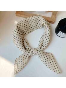 紧致波点58cm棉麻小方巾系列，女士百搭波点装饰围巾头巾护颈小围巾披肩 - 彩色 - 查看 8