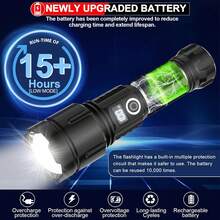 Led Flashlights 20000 High Lumens, Super Bright LED Flashlight USB Rechargeable With Power Display & 5000mAh, 5 Modes, For Emergencies, Hiking, Camping - K2310 - View 2